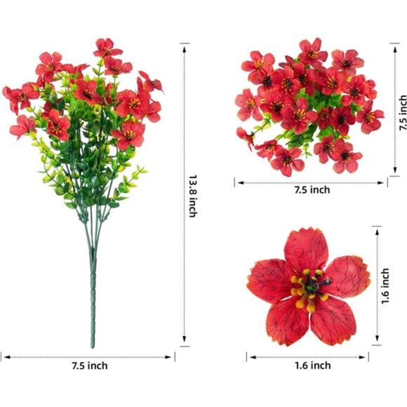 Artificial Faux Red Plants Flowers Outdoor Outside Fall Winter Christmas Decor - Picture 4 of 7